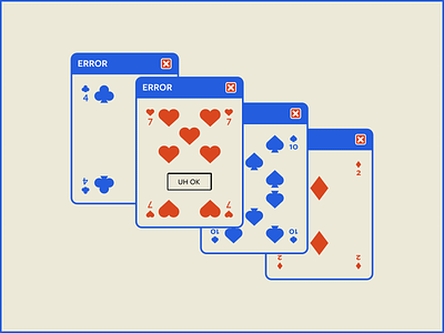 Playing Cards XP – Warmup #11 cards design dribbbleweeklywarmup error illustration playing cards pop up ui ux vector windows xp