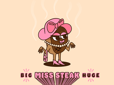 Big Miss Steak big miss steak branding character design hobeaux icon illustration logo meme typography vector