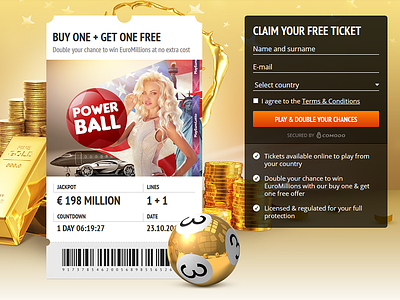 Lottery landing page form landing page lottery lotto powerball