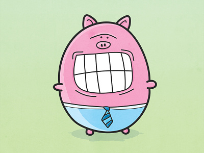 Piggybanker character drawn with mouse illustration