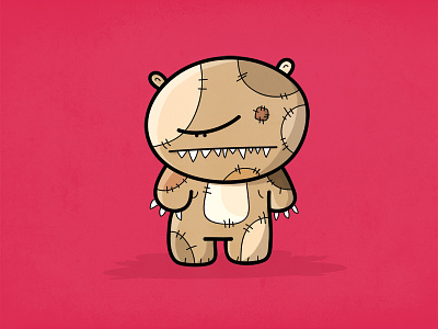 Evil Teddybear character drawn with mouse illustration