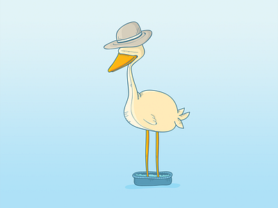 Smart Bird character drawn with mouse illustration