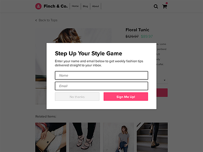 #016: Popup / Overlay 016 dailyui dailyui016 ecommerce form optin overlay popup signup