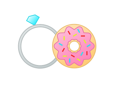 Foodlyweds blog bright donut flat food geometric gradient logo marriage ring soft toon