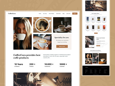 Coffee Shop Website - CoffeeCoca app branding coffee coffee website design graphic design landing page logo mobile app ui website