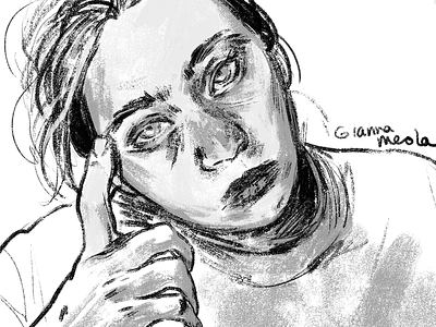 Self Portrait Sketch art artist black and white drawing gianna meola giannameola grey illustration ink pencil realism sketch