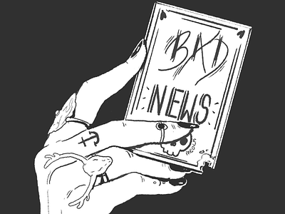 Bad News art artist black and white cool drawing editorial hand letter hand lettering illustration sketch text typography