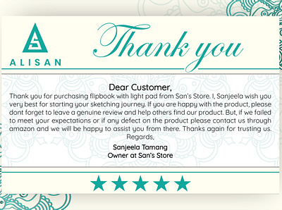 ALISAN Thank you card designing 3d animation branding design graphic design illustration logo motion graphics ui vector