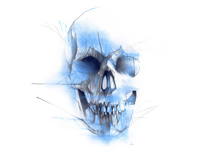 Blue Skull geometric lines skull skull art softpastel unisoncolour