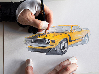 Ford Mustang Boss 302 for Car And Driver caranddriver copicmarkers drawing illustration pencil