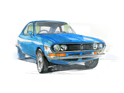 Mazda RX 2 coupe cardesign copicmarkers drawing illustration pencil