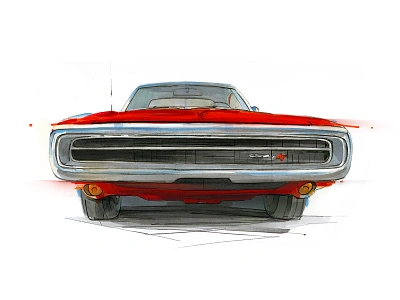 Dodge Charger adobe copicmarkers design drawing illustration pencil