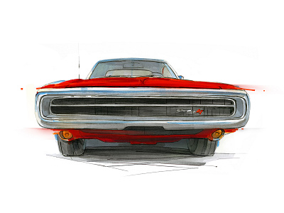 Dodge Charger adobe copicmarkers design drawing illustration pencil