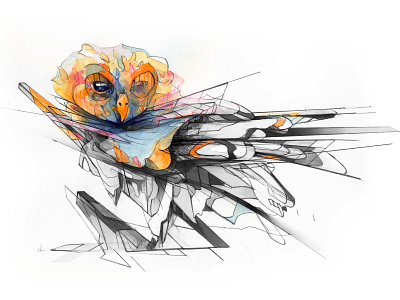 Owl 2021 adobe animal animals digitalart drawing illustration mixedmedia pencil watercolor