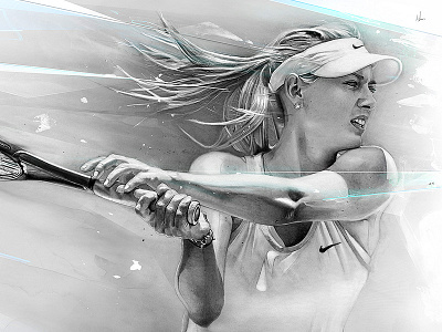 Nike 4D athlete design executiveoffices graphics graphite illustration mariasharapova nike nikehq tennis