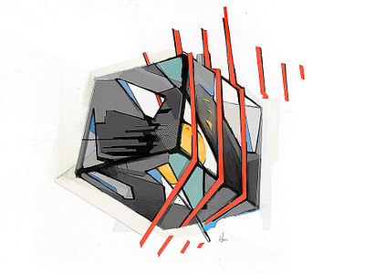 Estranged Cube abstract adobe illustration pencil textile
