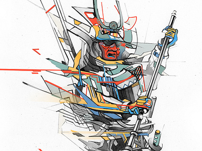 Estranged Samurai drawing illustraion pencil samurai