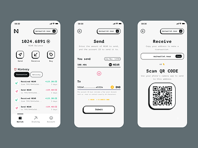 Near Wallet - White version app app design application crypto app finance app near protocol near wallet ui design