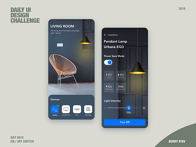 Daily Ui / Day 15 - On Off Switch 100 daily ui 100 days of ui 100days ai day 15 home interaction interface light lighthouse lighting on off on off switch simple simple clean interface smart home smarthome ui ui design ux
