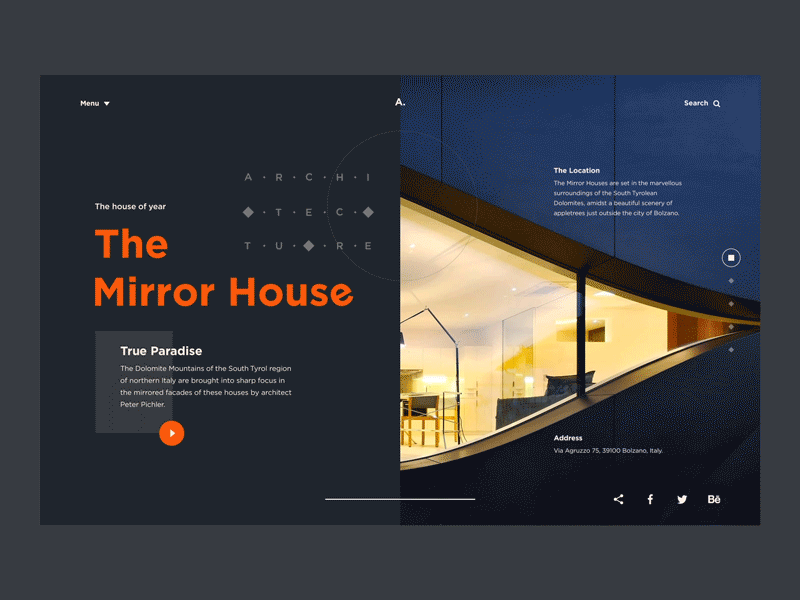 The Mirror House - Transition architecture daily 100 challenge daily ui dribbble interaction design transition ui uidesign web web design