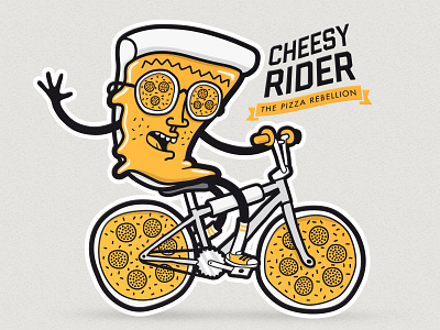 Cheesy Rider - Shirt Design character characterdesign fashion pizza shirtdesign t-shirt