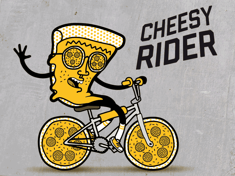Cheesy Rider Character Animation character design characteranimation characterdesign cheesy rider motion design motiondesign pizza pizza fashion pizza rebellion pizzarebellion