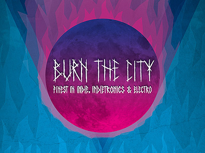 Burn The City cyan flyer illustration magenta