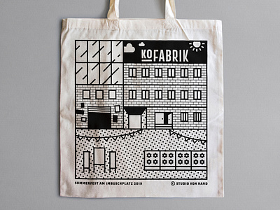 KoFabrik Illustration architecture bochum branding corporatedesign illustration merchandise monochrome one color onecolor outline product screenprint tote totebag