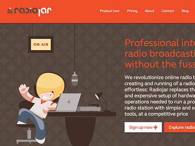 Radiojar homepage home page homepage landing page web web app webapp website