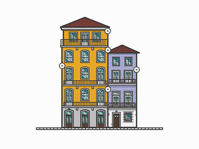 River Houses // City of Porto building illustration porto river houses