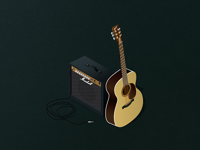 "Acoustic covers" acoustic communication covers design graphic guitar illustration isometric marshall poster