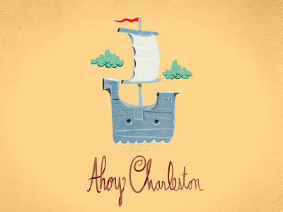 Ahoy Charleston charleston greeting handwritten logo ship