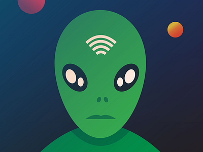 Alien Come For The Wifi alien cute design graphic illustration local planet wifi