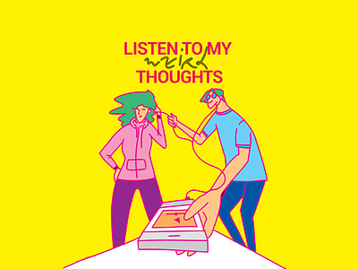 Listen To My Weird Thoughts character colorful illustration music play poster simple sound thoughts weird