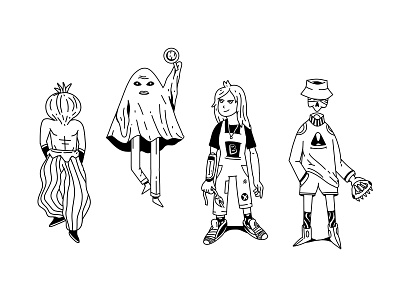 Weird Gang bnw character character design doodle gang ghost illustration line art photoshop scribble tablet tomboy wacom weird