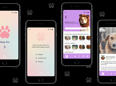 HelpPet - App Design - Pet App adoption adoption app animal app branding design graphic design icon illustration logo pet pet app desing typography ui ux vector