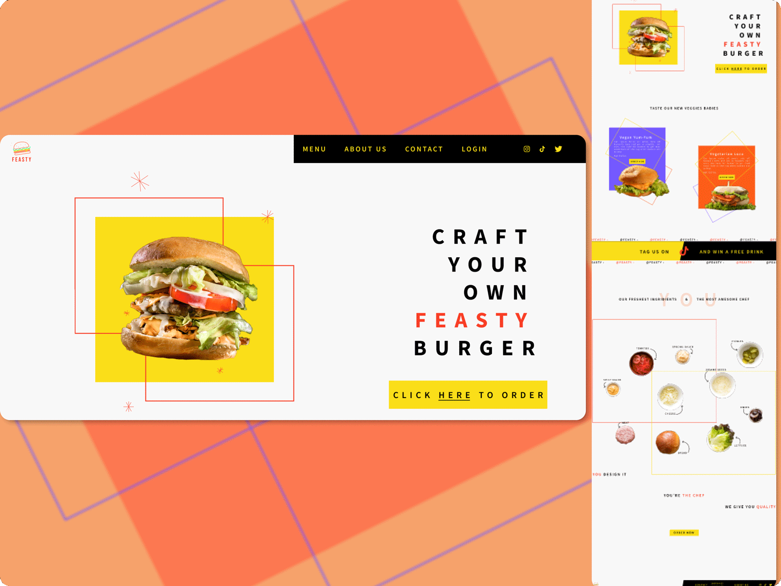 FEASTY - Web Responsive Design - Food delivery business