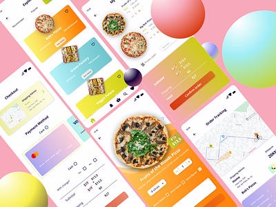 Delivery App Design - Gradient, White & Color 3d app app design design glassmorphism gradient graphic design icon illustration ui ux vector white and color