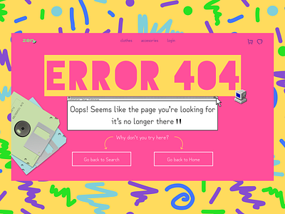 Error Page 404 Design! Retro 90's - Y2K 90s branding design icon illustration logo retro typography ui ux vector web web design web page y2k