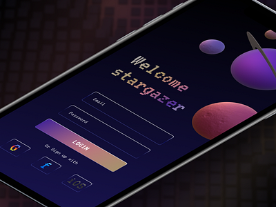 #DailyUI - LOGIN Challenge - App Design 3d app branding design graphic design icon illustration logo space typography ui ux vector