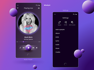 #DailyUI - Music Player & Settings App Design app branding dailyui design graphic design icon illustration logo music player settings typography ui ux vector