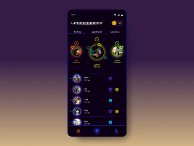 #DailyUI - Leaderboard Neon Design for App (game) app app design branding daily ui dailyui design game design icon illustration leaderboard logo neon ui ux