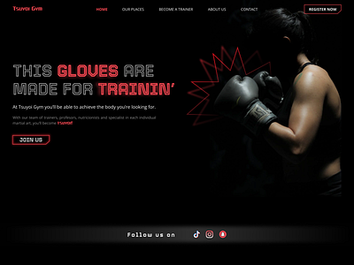 Tsuyoi Gym! - Web Page Design - Landing gym page branding design gym gym design icon illustration landing landing page logo typography ui ux vector web web design web page