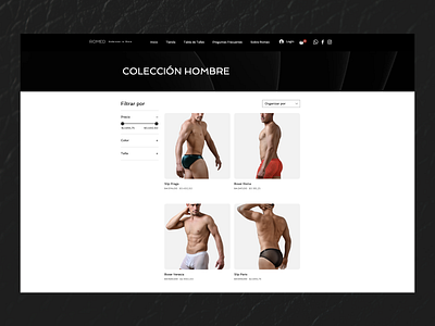Product Page - Web Design for male lingerie brand argentina branding design graphic design icon illustration lingerie logo male lingerie romeo ui ux vector web web design