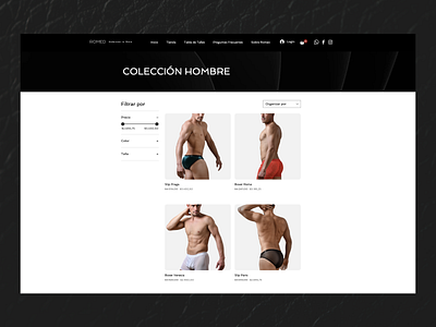 Product Page - Web Design for male lingerie brand