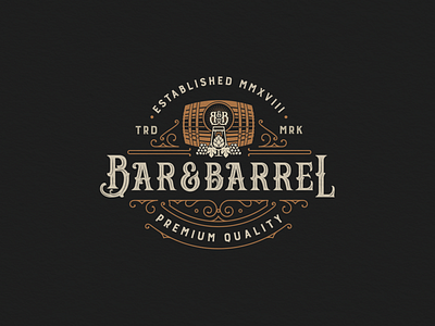 Bar&Barrel barrel beer branding illustration logo print typography vector vintage logo wine
