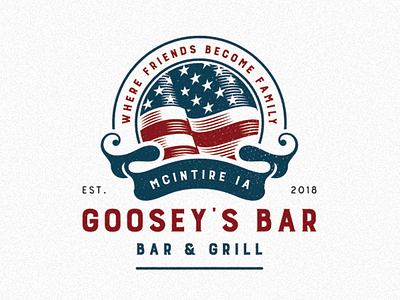 Goosey's Bar american flag branding illustration logo typography vector