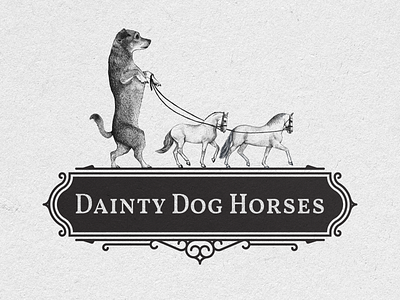 Dainty Dog Horses Logo Design dog hand drawn horses illustration print vector vintage logo