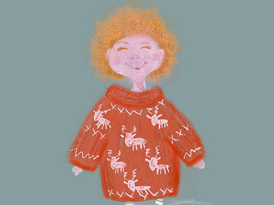 Girl in sweater design illustration procreate