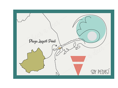 'Playa Lagart Point' Postcard design illustration vector